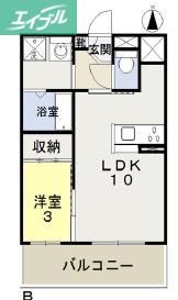 グリーンベア(1LDK/4階)の間取り写真