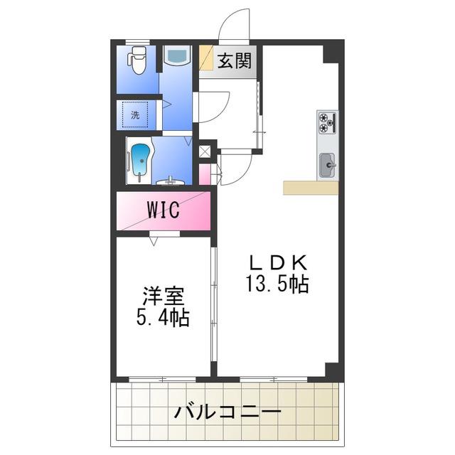 ドーマ泉大津(1LDK/2階)の間取り写真