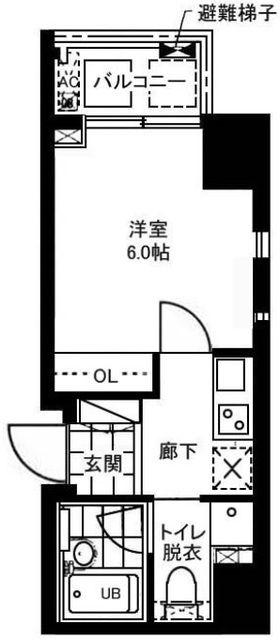 レジディア文京本郷II(1K/6階)の間取り写真