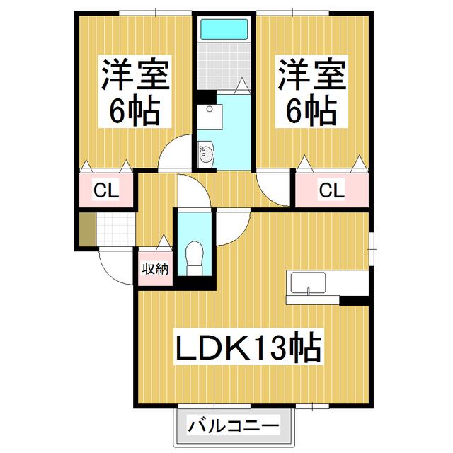 シュミネ・トワC(2LDK/2階)の間取り写真