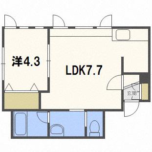 マリンパレス月寒壱番館(1DK/1階)の間取り写真
