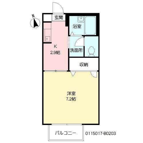 パークサイド久野II(1K/2階)の間取り写真