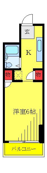 ウエストヒル今井苑(ワンルーム/2階)の間取り写真