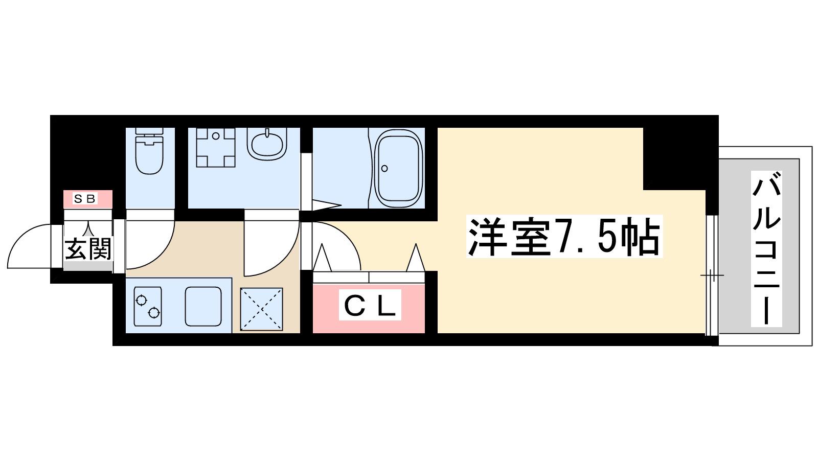 レジュールアッシュ北大阪グランドステージ(1K/13階)の間取り写真
