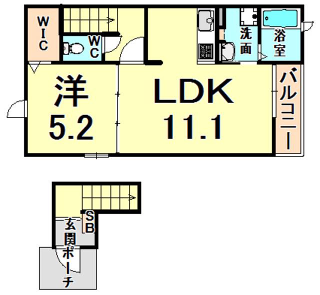 ルナファータ1(1LDK/2階)の間取り写真