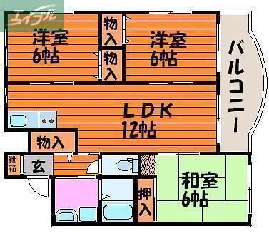 ガーデン津島II号館(3LDK/1階)の間取り写真