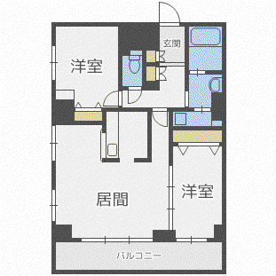 レジディア南1条(2LDK/15階)の間取り写真