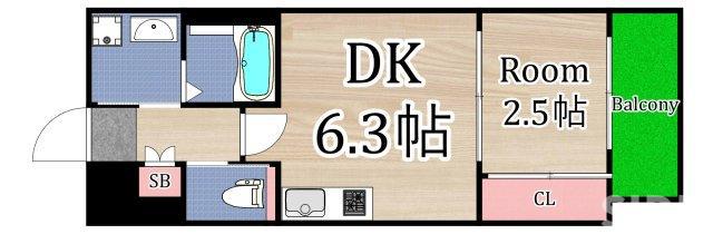 レシオス桜ノ宮THE FIRST(1DK/9階)の間取り写真