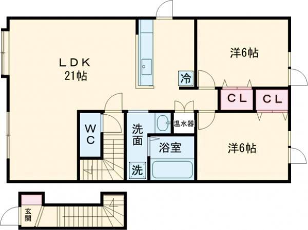 JR千歳線 苫小牧駅 バス乗車時間:8分 最寄りバス停で下車 徒歩3分 2階建 築11年(2LDK/2階)の間取り写真
