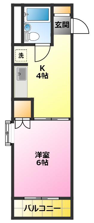 プレイン第2マンション(1K/2階)の間取り写真