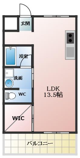 プランドール(1K/4階)の間取り写真