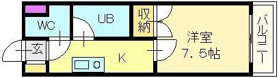 メゾン白鷺(1K/2階)の間取り写真