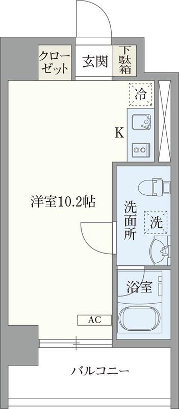 オープンブルーム東新宿(ワンルーム/6階)の間取り写真