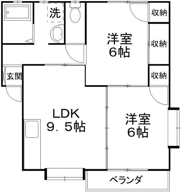 キャピタルB(2LDK/2階)の間取り写真