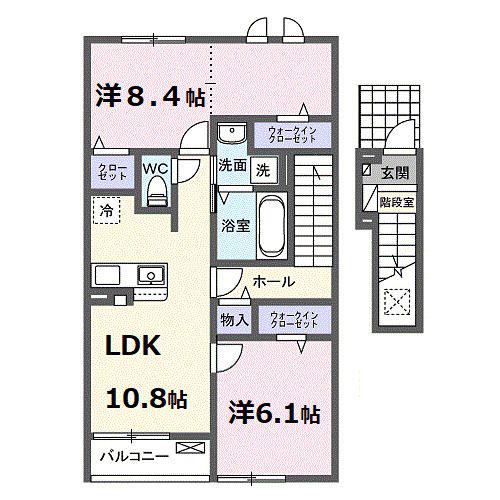 グランベッセルII(2LDK/2階)の間取り写真