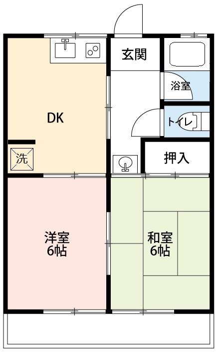 ハイツ井上A(2DK/1階)の間取り写真