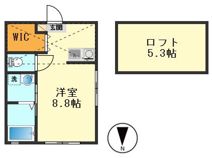WOODY LINE(ワンルーム/2階)の間取り写真
