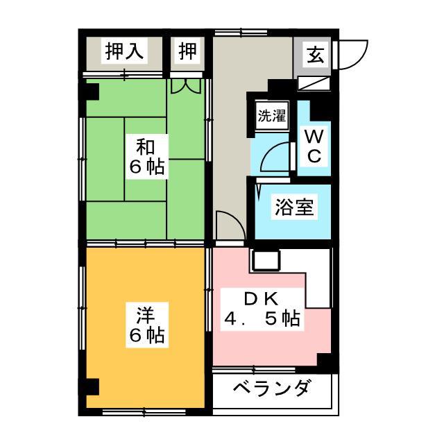 パレス中芳(2DK/1階)の間取り写真
