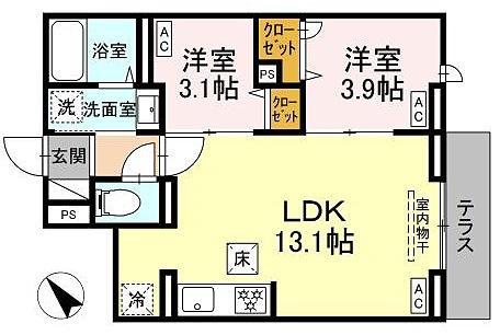 GRANADE石神井台(2LDK/1階)の間取り写真