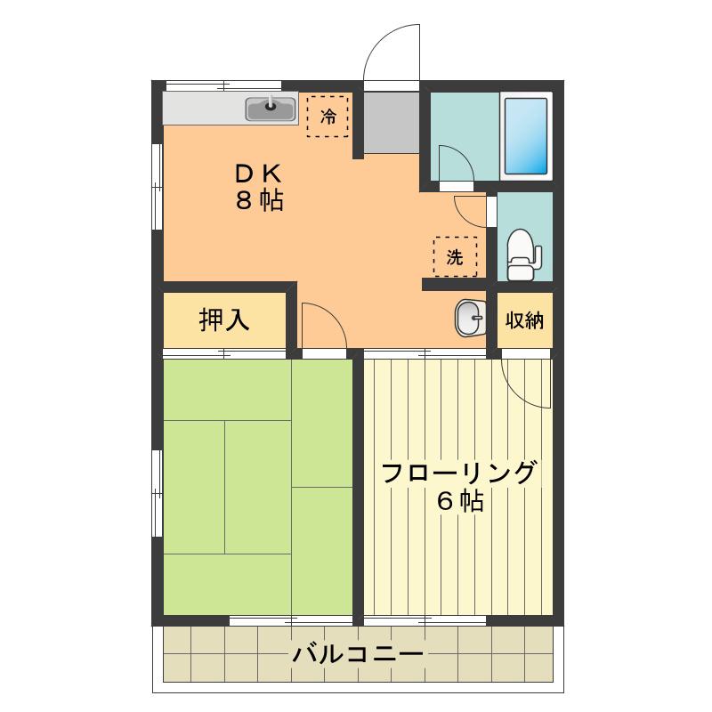 シティハイムコスモス(2DK/2階)の間取り写真
