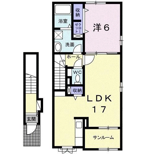 グラード(1LDK/2階)の間取り写真