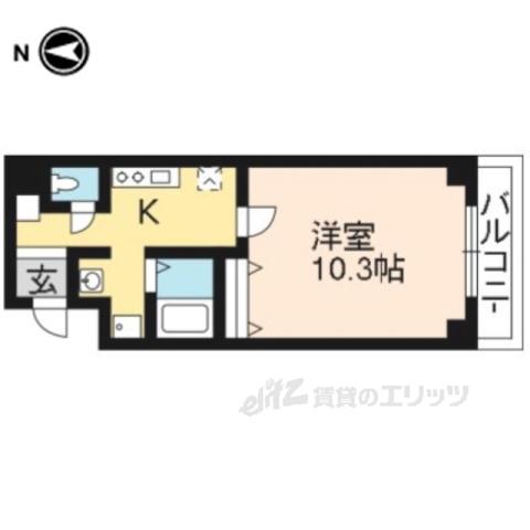 PAL西円町(1K/6階)の間取り写真