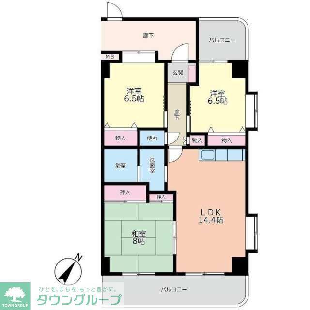 コルビュジェ湘南台(3LDK/3階)の間取り写真