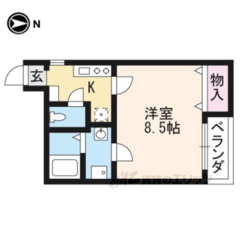 グランコスモ御所東(1K/2階)の間取り写真