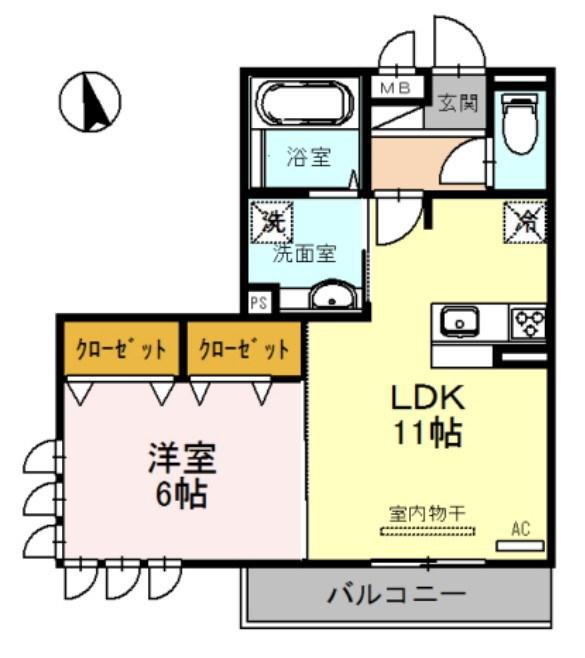 ル ソレイユ(1LDK/1階)の間取り写真