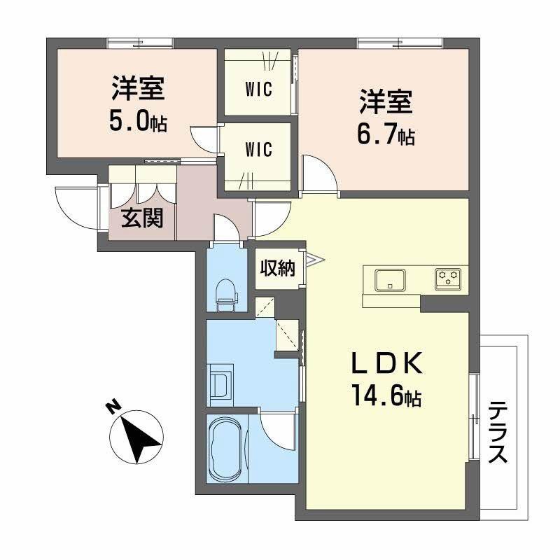 シャーメゾン ミモザ(2LDK/1階)の間取り写真
