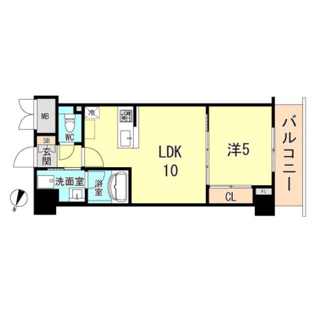 ルーミー甲南山手(1LDK/3階)の間取り写真