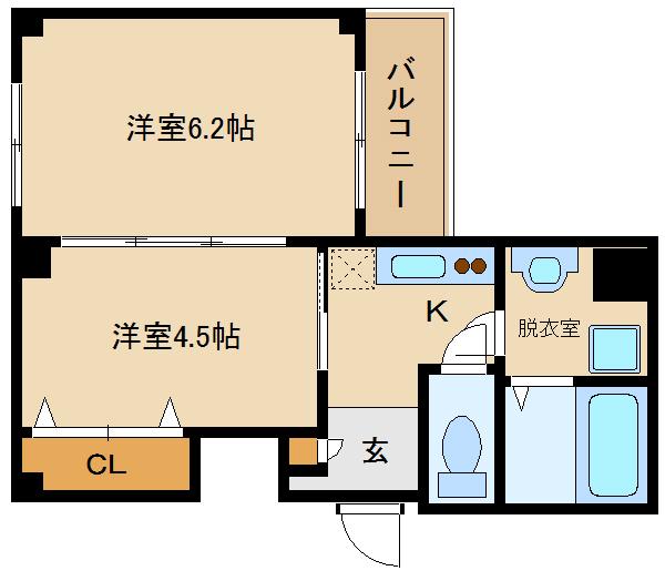 フォンテーヌ藤井寺(1DK/3階)の間取り写真