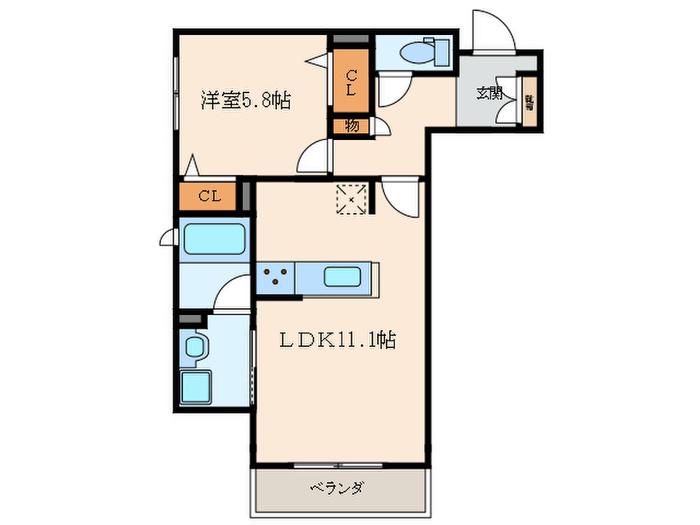 FORTUNA塚口本町(1LDK/2階)の間取り写真