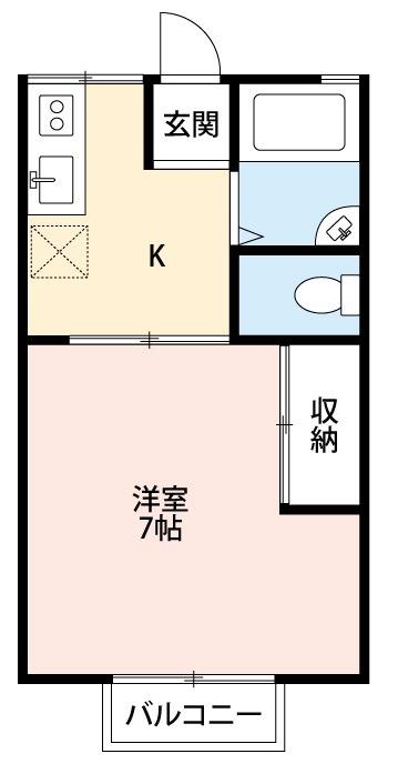 ラ・ドミール(1K/2階)の間取り写真