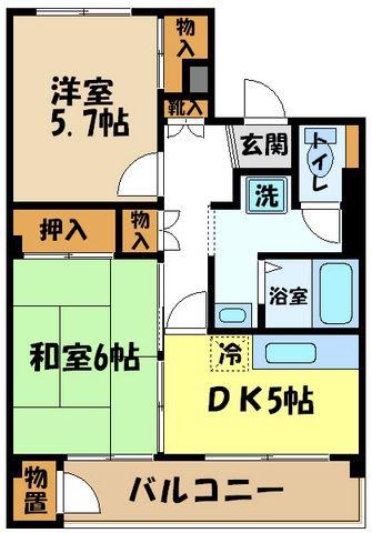 セントラルパレス小金井(2DK/2階)の間取り写真