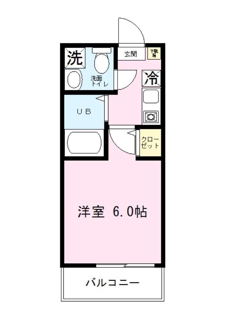 宿河原21AP(1K/3階)の間取り写真