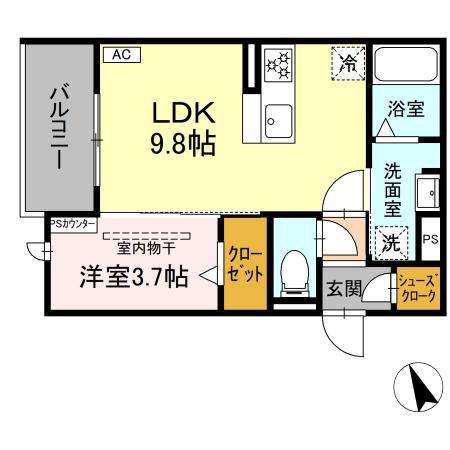 D-HILLS小池(1LDK/2階)の間取り写真
