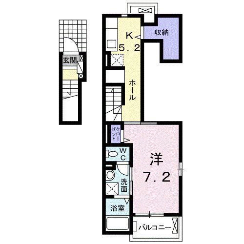 エアリー向山(1K/2階)の間取り写真