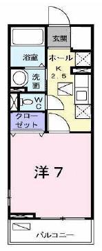 メゾンソウザI(1K/1階)の間取り写真