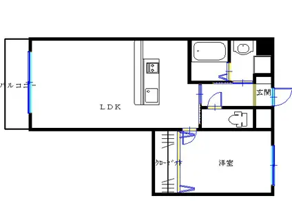 プラノ長田町(1LDK/2階)の間取り写真