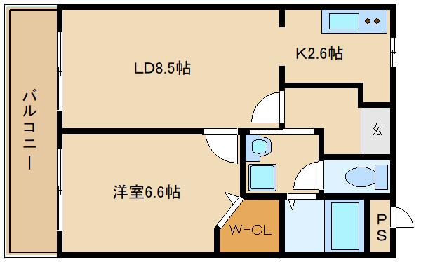 ヌカタヒルズ(1LDK/1階)の間取り写真