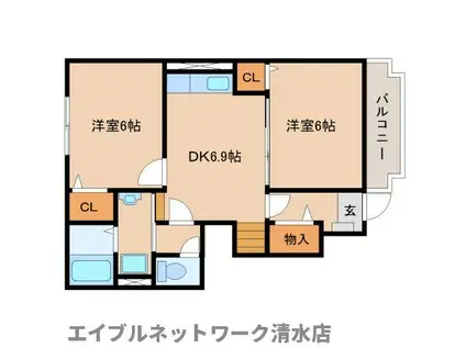 ロン アヴェニュ(2DK/1階)の間取り写真