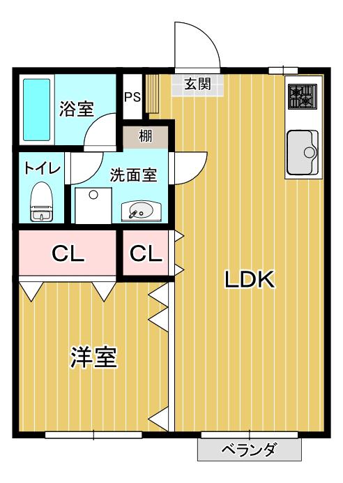 ピーマンハイツ(1LDK/2階)の間取り写真