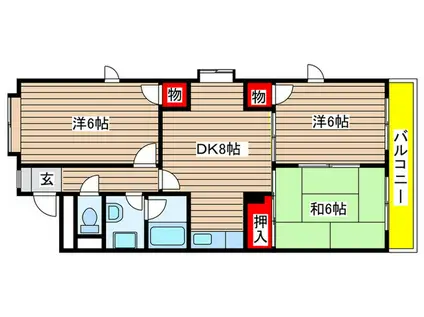 コーポ原(3DK/2階)の間取り写真