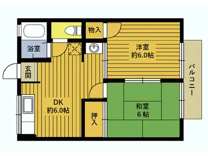 シティハイムえのき(2DK/2階)の間取り写真