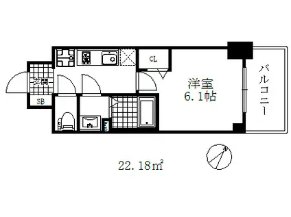 エステムコート神戸グランスタイル(1K/11階)の間取り写真