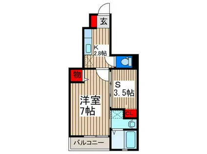 レジェンドIX(1SK/1階)の間取り写真