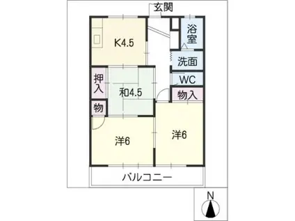 セゾンKOBAYASHI(3K/2階)の間取り写真