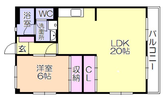 翠水ビル(1LDK/3階)の間取り写真