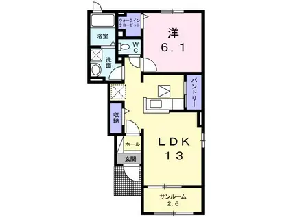 イーストK(1LDK/1階)の間取り写真
